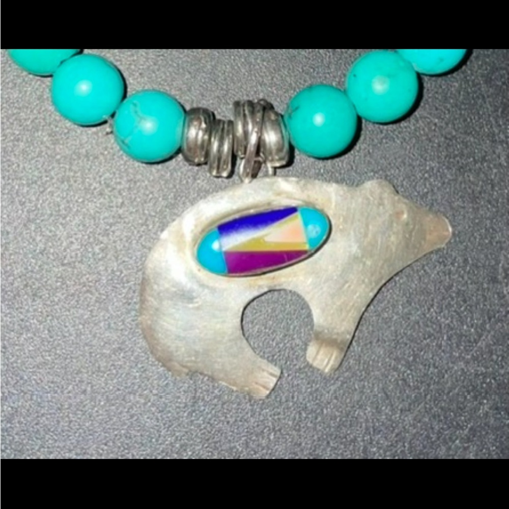 Turquoise Authentic Bracelet With Native American… - image 1